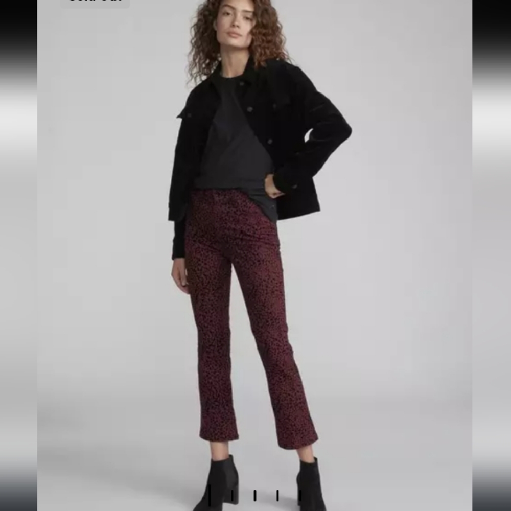 Rag and Bone Jeans Hanna Burgundy Cheetah A high-rise cropped boot.sz 26